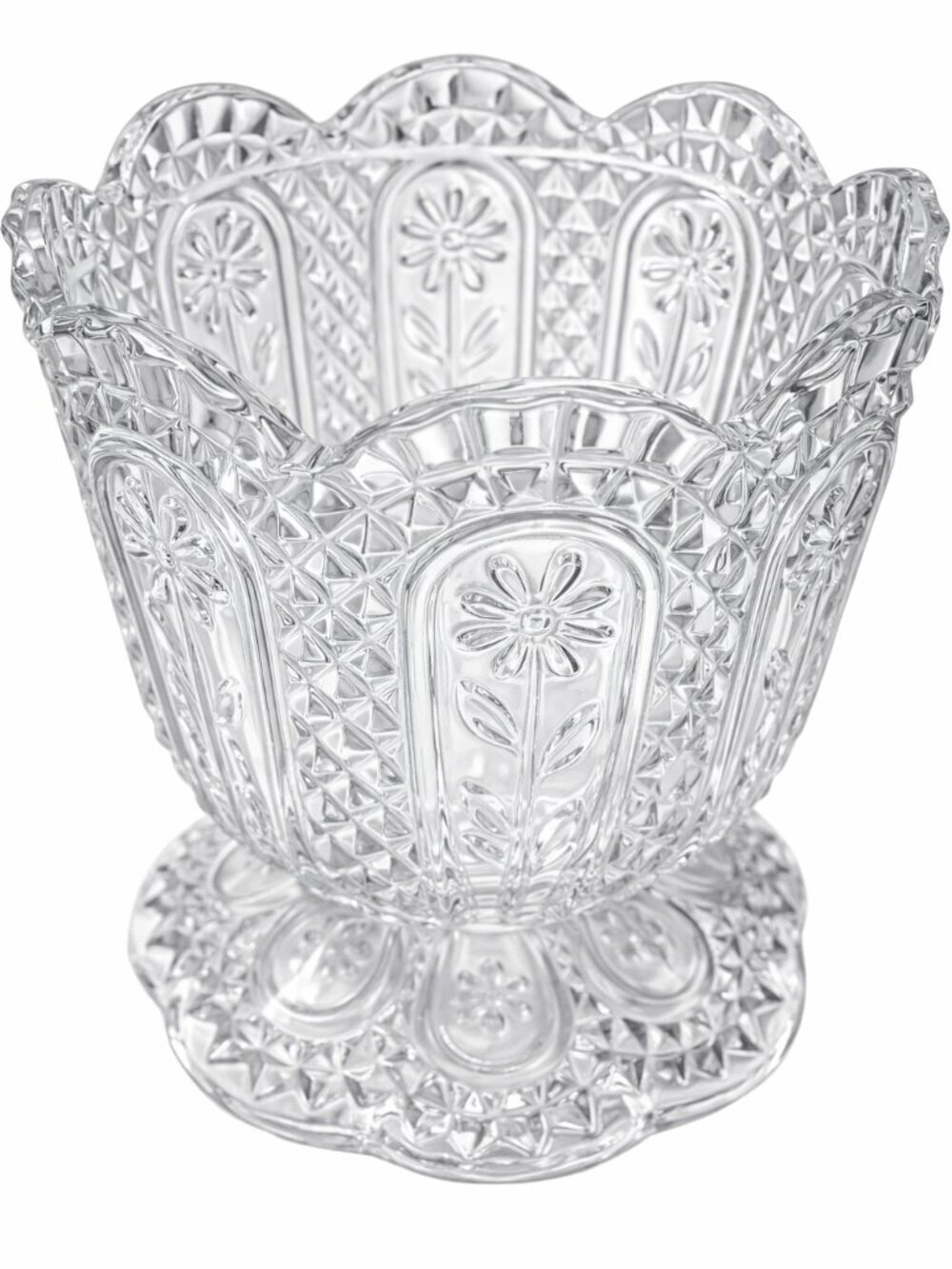 AVON Daisy Fostoria Votive Candle Holder Cut Glass 1970s